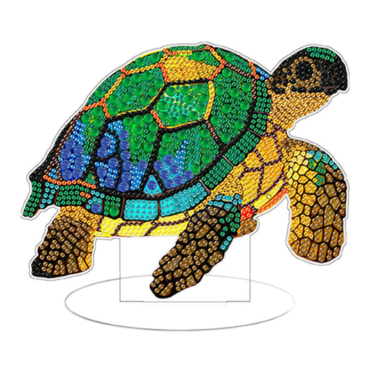 Diamond Painting Desktop Decoration with Light for Office Desktop Decor (Turtle)