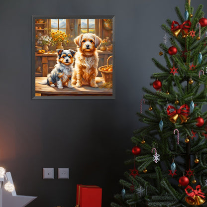Dog In The Kitchen - Full Round Drill Diamond Painting 40*40CM