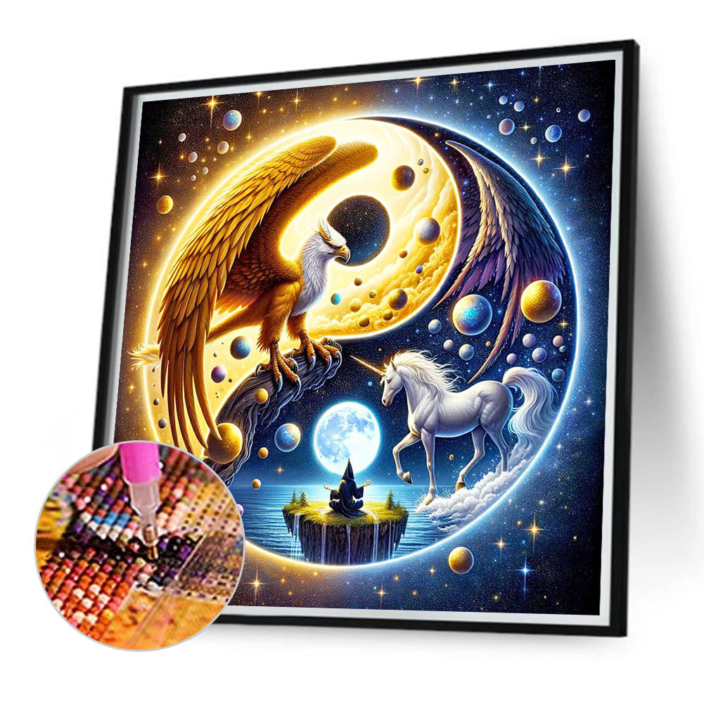 Yin Yang Diagram Eagle And Unicorn - Full Round Drill Diamond Painting 40*40CM