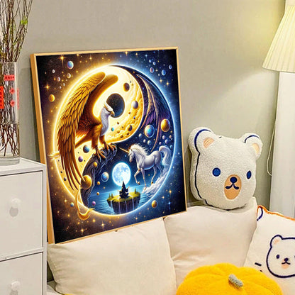 Yin Yang Diagram Eagle And Unicorn - Full Round Drill Diamond Painting 40*40CM