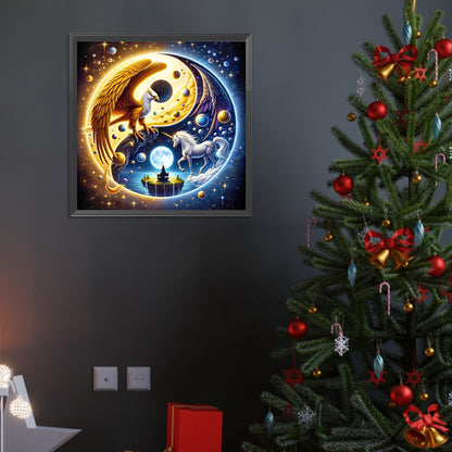 Yin Yang Diagram Eagle And Unicorn - Full Round Drill Diamond Painting 40*40CM