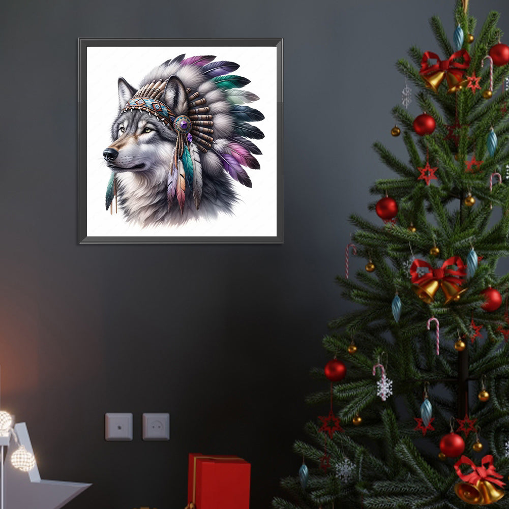 Indian Wolf Head - Full Round Drill Diamond Painting 40*40CM