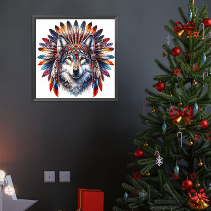 Indian Wolf Head - Full Round Drill Diamond Painting 40*40CM