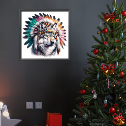 Indian Wolf Head - Full Round Drill Diamond Painting 40*40CM
