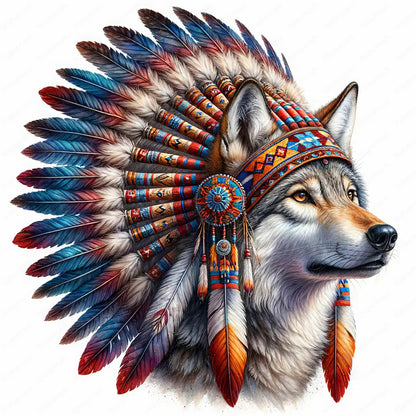 Indian Wolf Head - Full Round Drill Diamond Painting 40*40CM