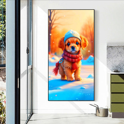 Dog In The Sunshine And Snow - Full Round Drill Diamond Painting 40*70CM