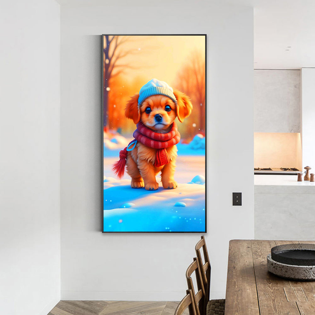 Dog In The Sunshine And Snow - Full Round Drill Diamond Painting 40*70CM