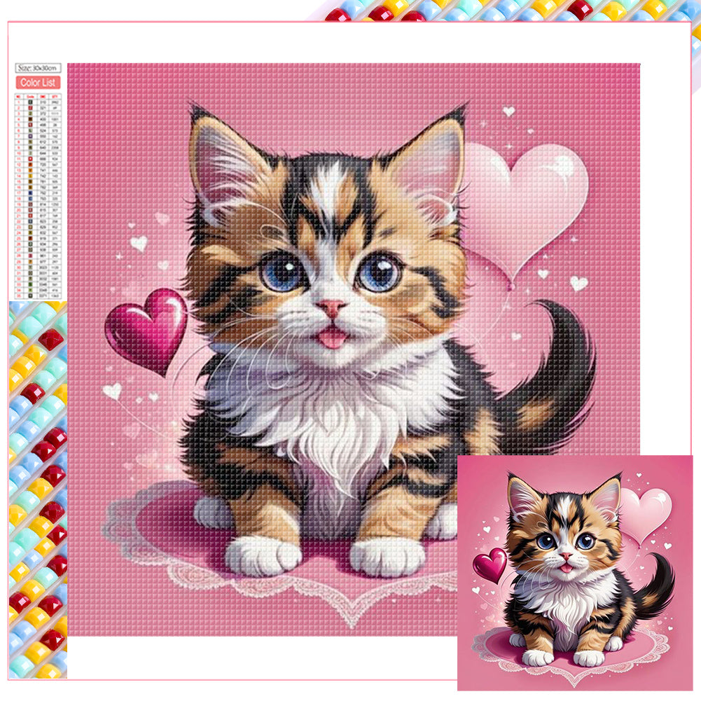 Valentine'S Day Love Cat - Full Square Drill Diamond Painting 30*30CM