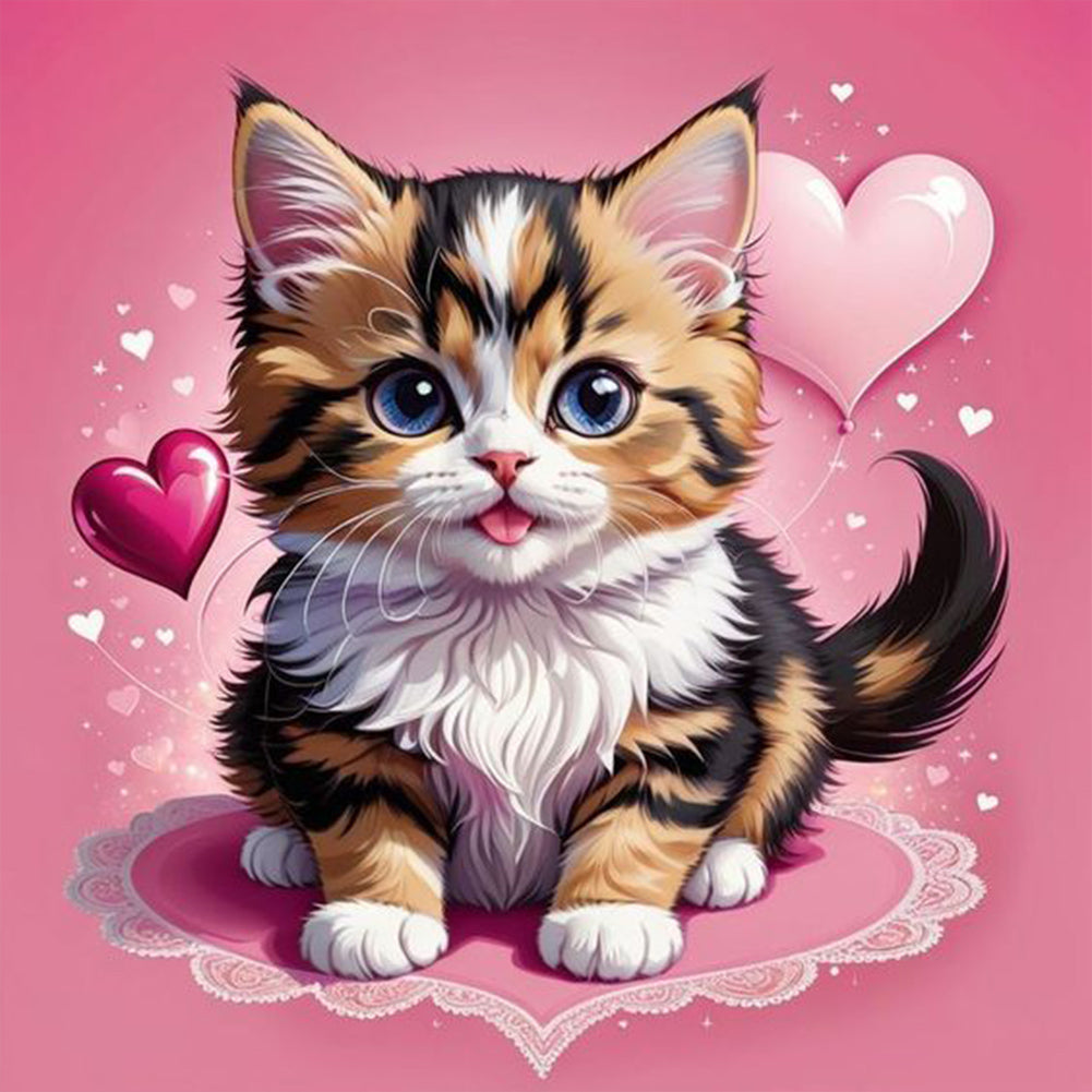 Valentine'S Day Love Cat - Full Square Drill Diamond Painting 30*30CM