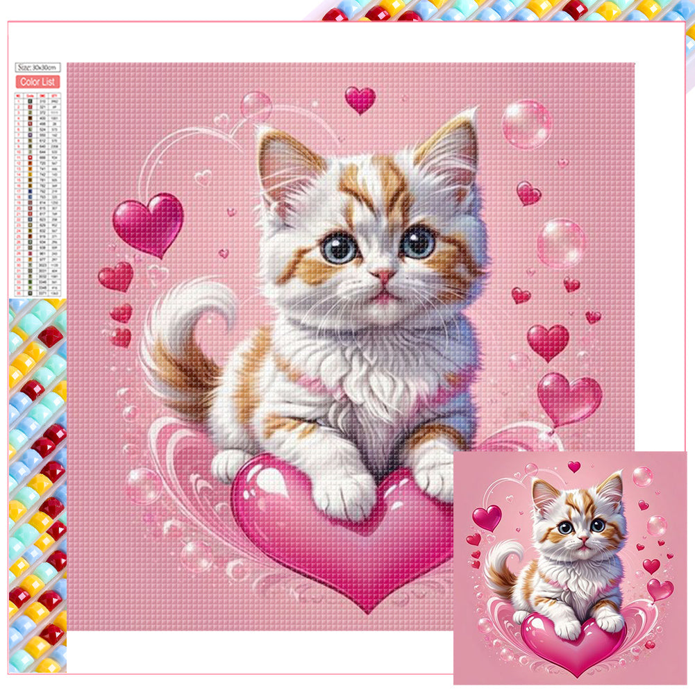 Valentine'S Day Love Cat - Full Square Drill Diamond Painting 30*30CM