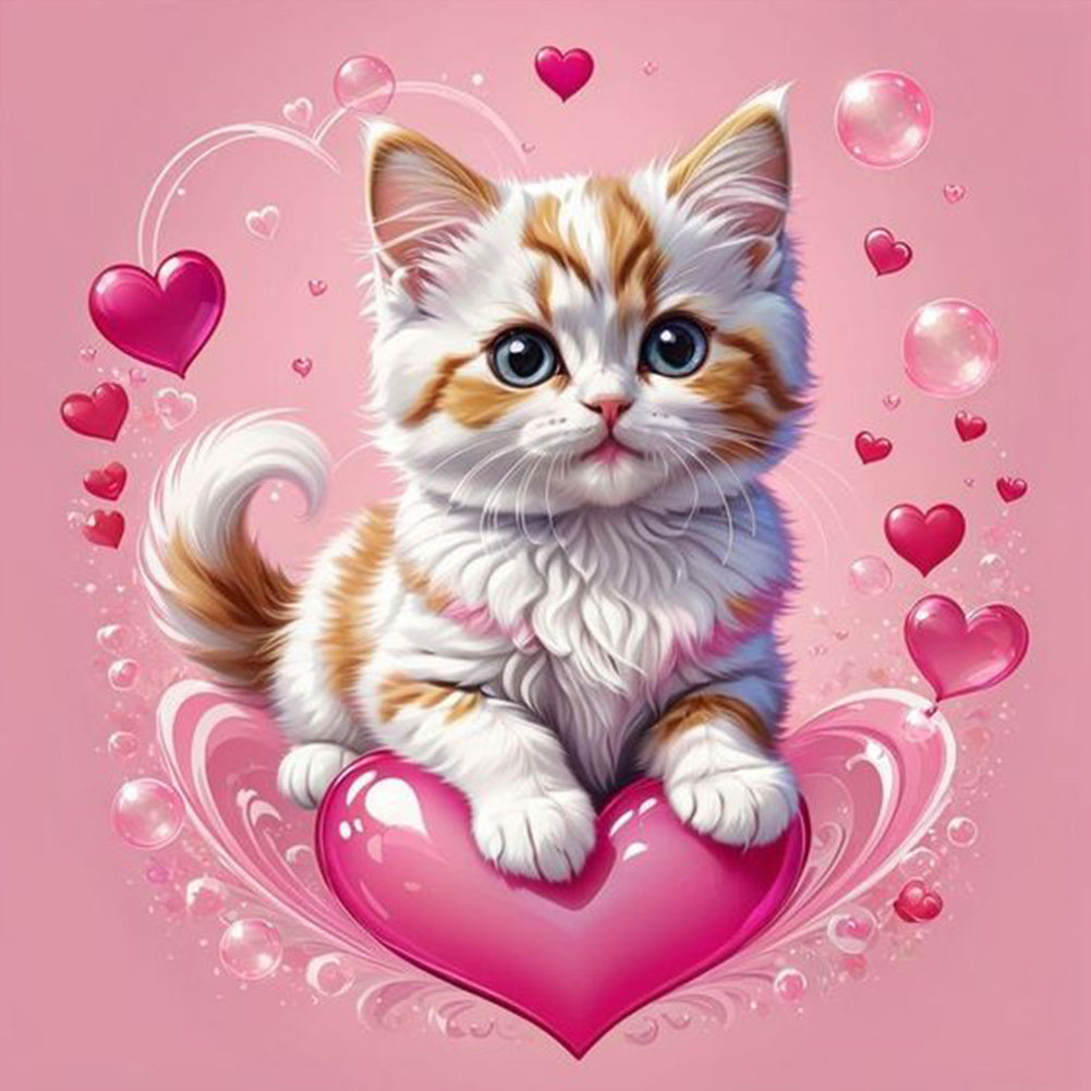 Valentine'S Day Love Cat - Full Square Drill Diamond Painting 30*30CM