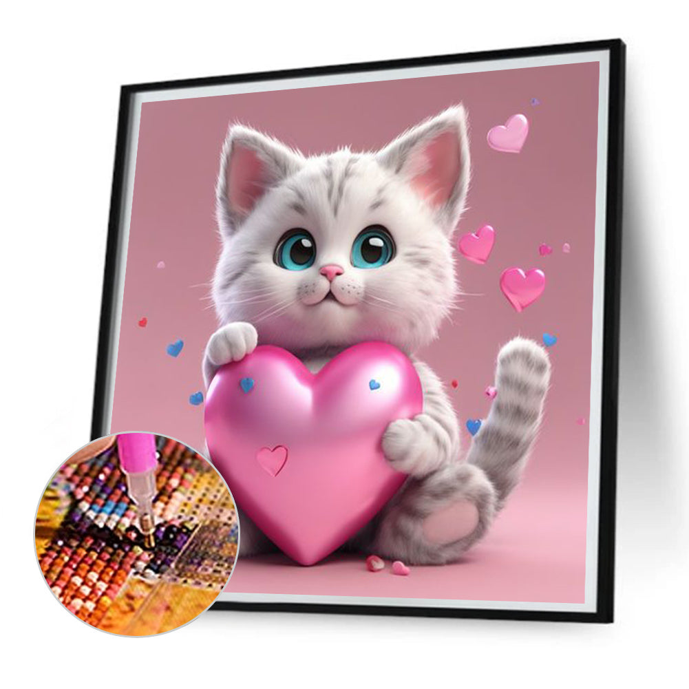 Valentine'S Day Love Cat - Full Square Drill Diamond Painting 30*30CM