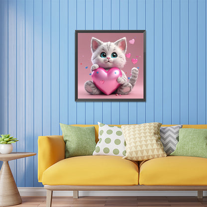 Valentine'S Day Love Cat - Full Square Drill Diamond Painting 30*30CM