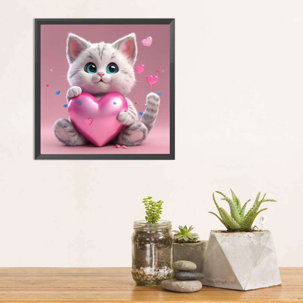 Valentine'S Day Love Cat - Full Square Drill Diamond Painting 30*30CM