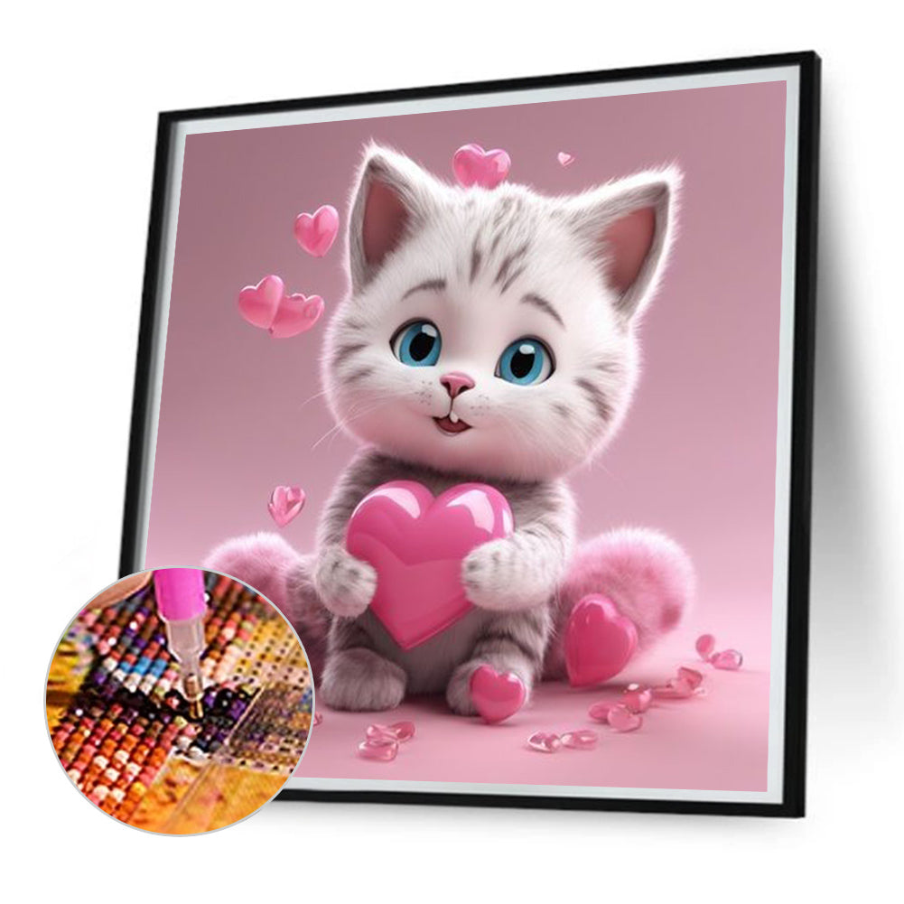 Valentine'S Day Love Cat - Full Square Drill Diamond Painting 30*30CM