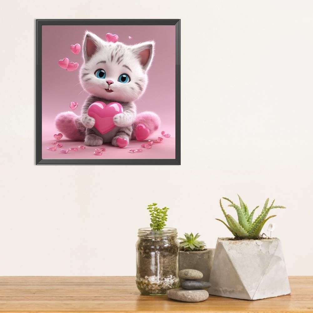 Valentine'S Day Love Cat - Full Square Drill Diamond Painting 30*30CM