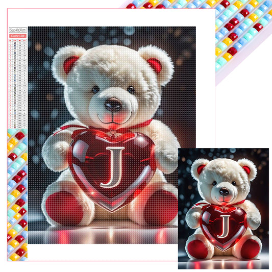 26 Letters Care Bear-J - Full Square Drill Diamond Painting 30*40CM