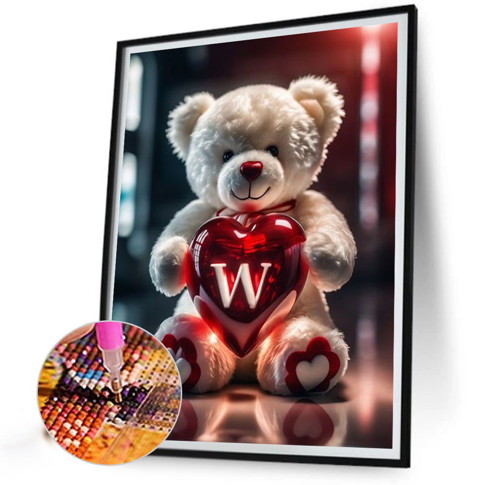 26 Letter Care Bear-W - Full Square Drill Diamond Painting 30*40CM