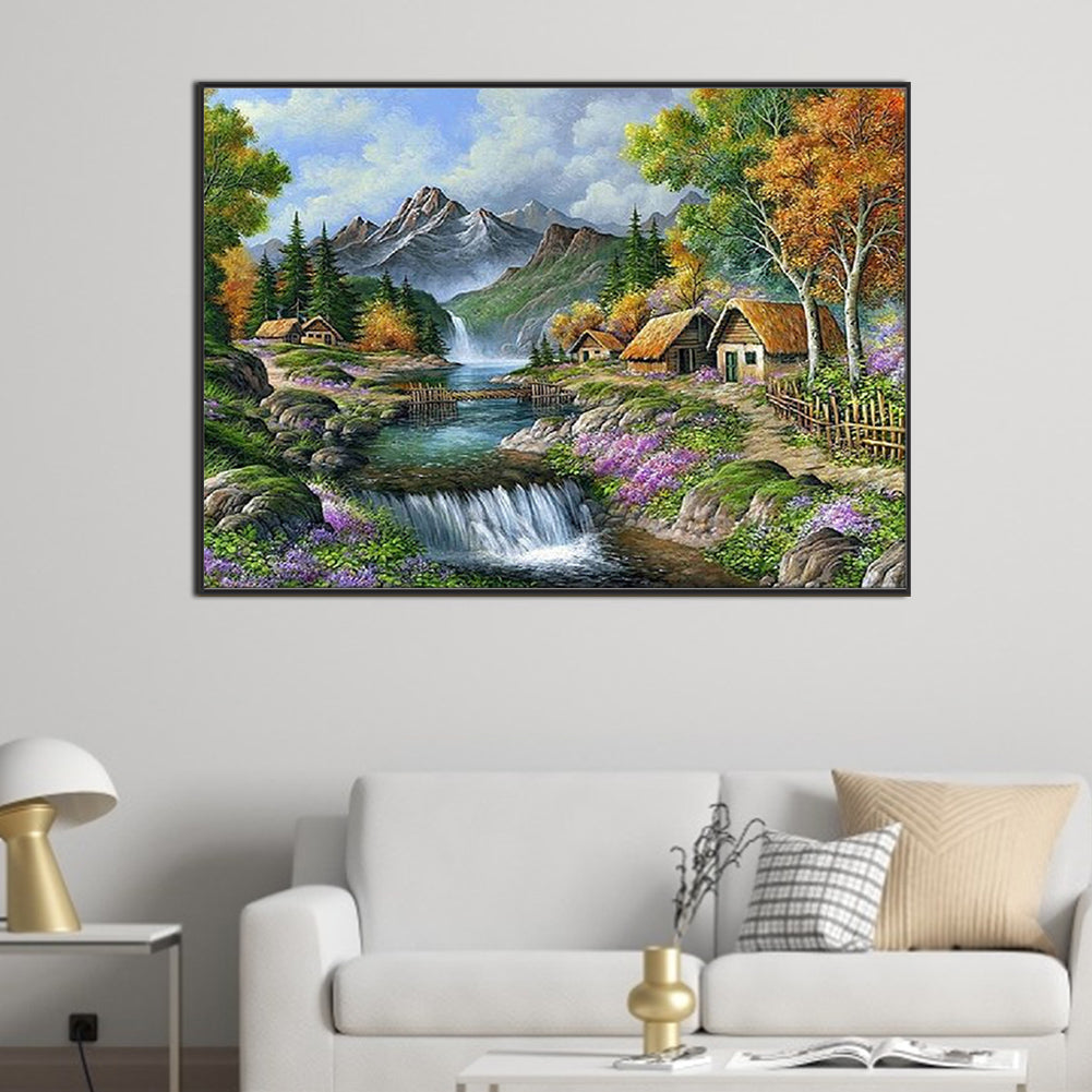 Forest Waterfall - Full Square Drill Diamond Painting 70*50CM