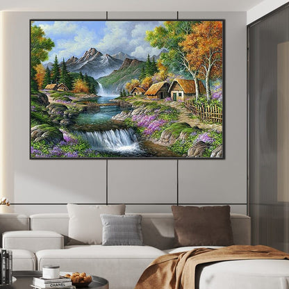 Forest Waterfall - Full Square Drill Diamond Painting 70*50CM