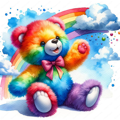 Rainbow Bear - Full Round Drill Diamond Painting 30*30CM