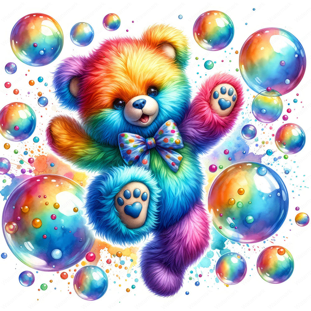 Rainbow Bear - Full Round Drill Diamond Painting 30*30CM