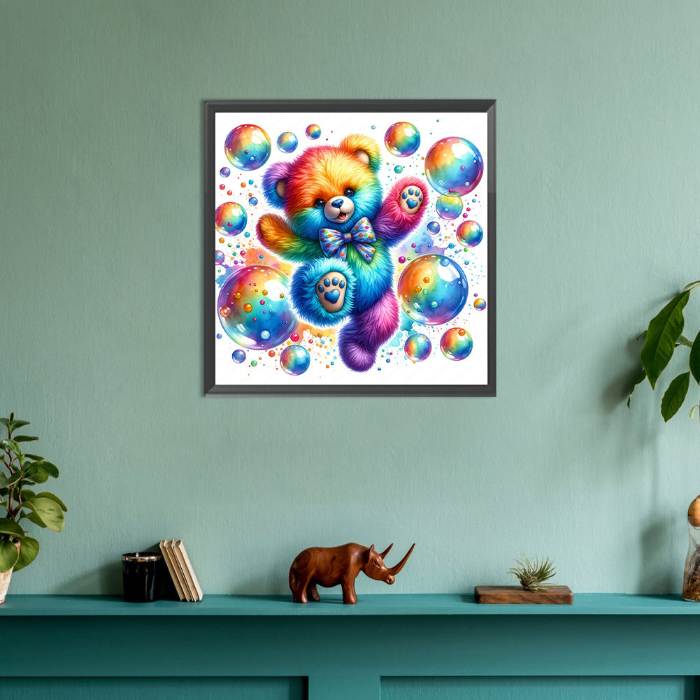 Rainbow Bear - Full Round Drill Diamond Painting 30*30CM