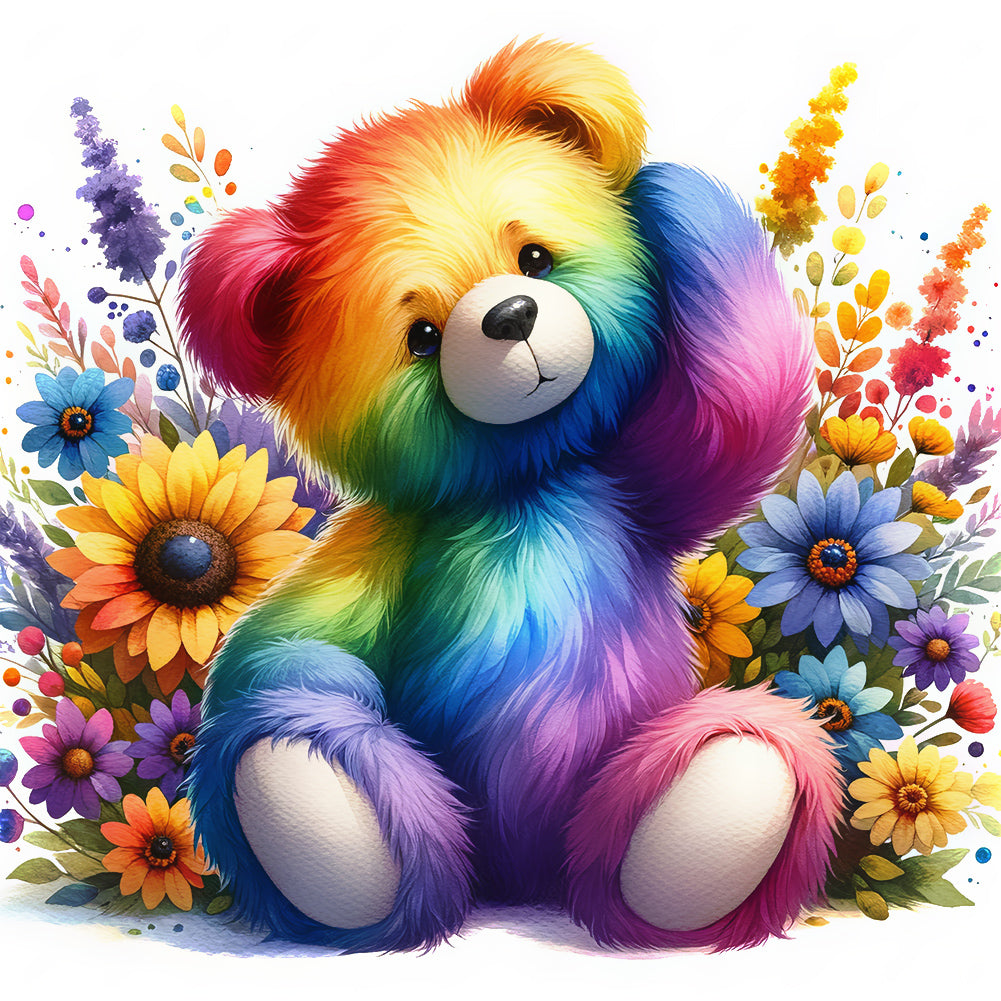 Rainbow Bear - Full Round Drill Diamond Painting 30*30CM