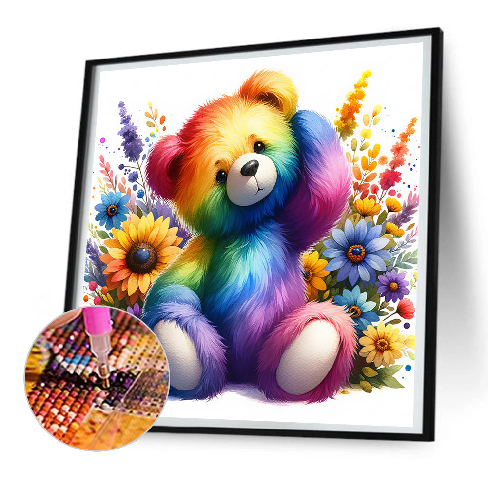 Rainbow Bear - Full Round Drill Diamond Painting 30*30CM