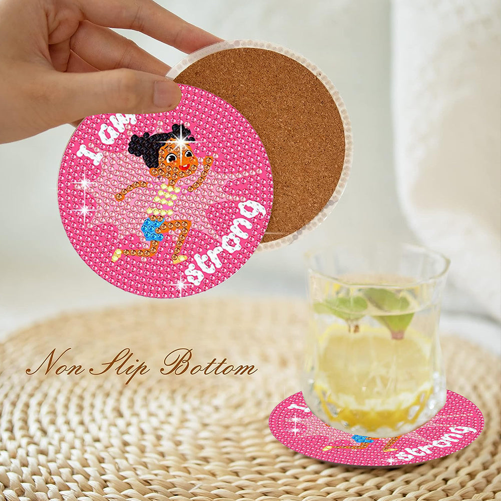 8 Pcs Wooden DIY Diamond Painting Coasters Kits with Holder (Girl on Vacation)