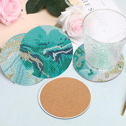 8 Pcs Wooden DIY Diamond Painting Art Coasters Kits with Holder (Beach View)