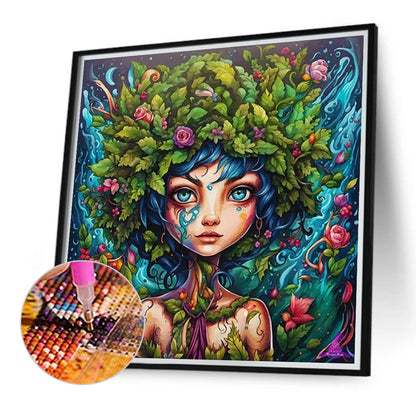 Abstract Nature Girl - Full Round Drill Diamond Painting 40*40CM