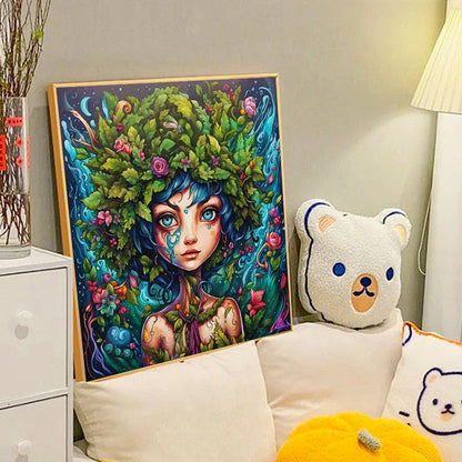 Abstract Nature Girl - Full Round Drill Diamond Painting 40*40CM