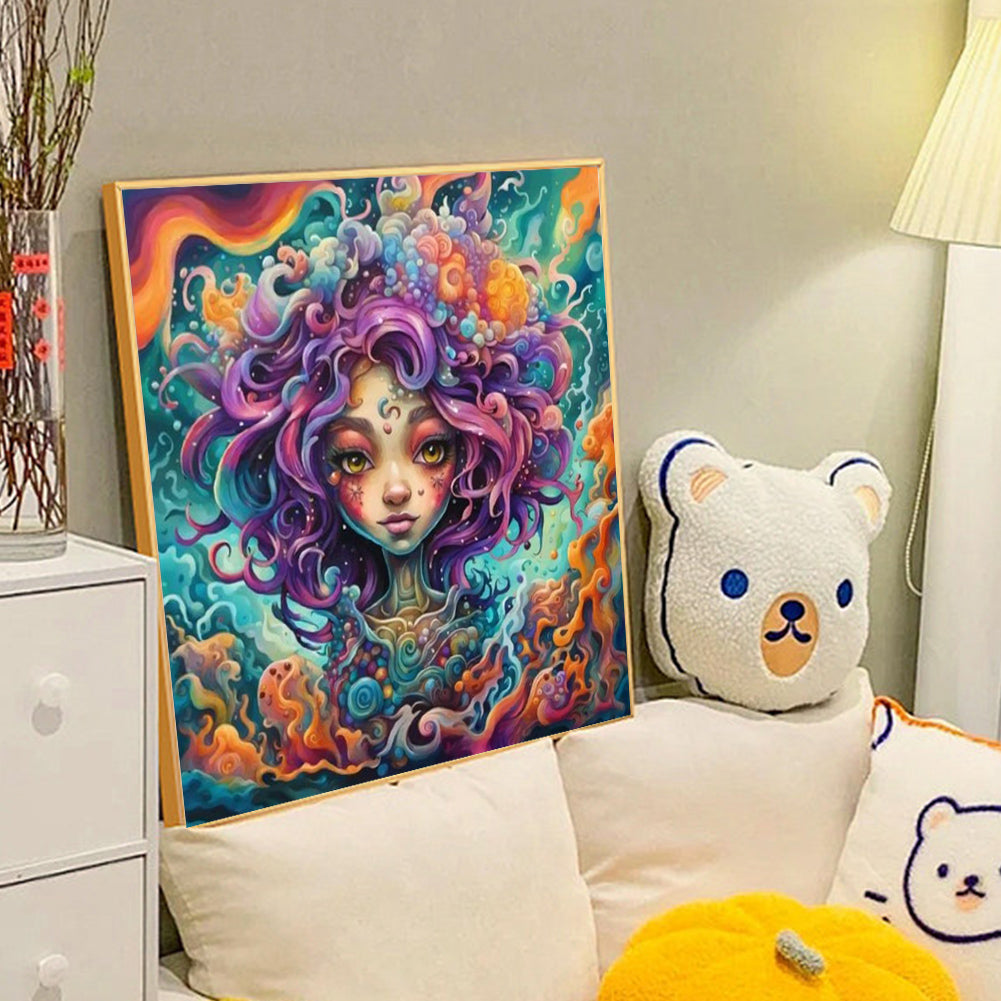 Abstract Nature Girl - Full Round Drill Diamond Painting 40*40CM