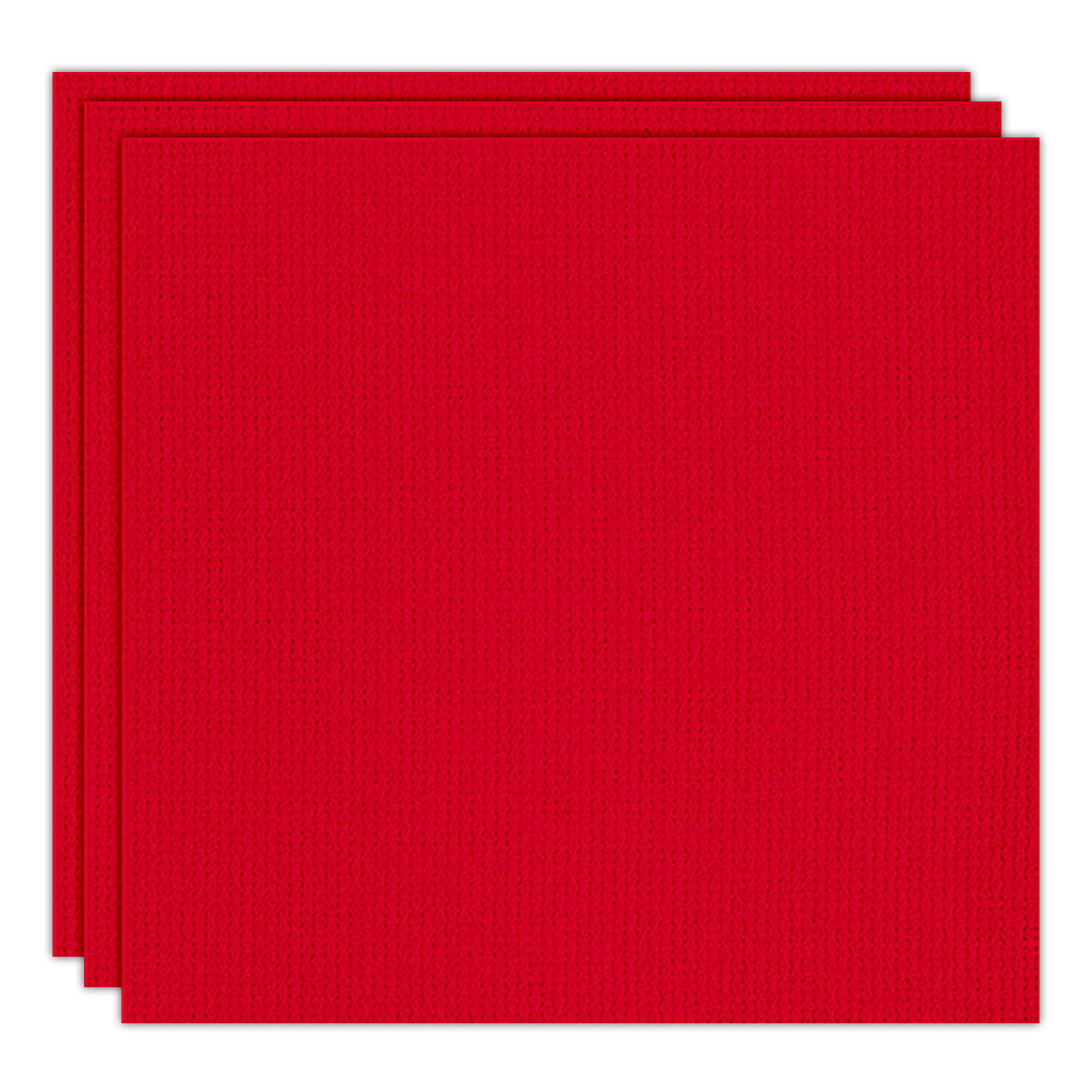 3 Pcs Red Cross Stitch Cloth 11 Count Classic Embroidery Fabric (15.7x15.7in)