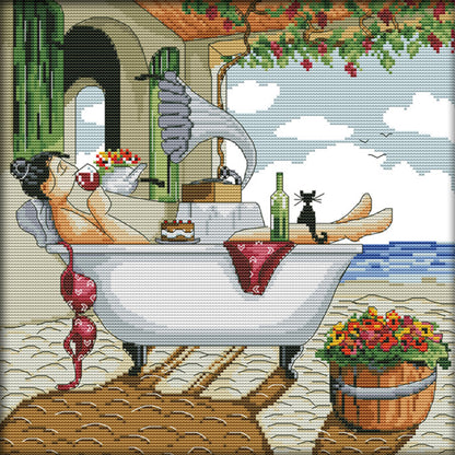 Savor Life(3) - 14CT Stamped Cross Stitch 35*35CM(Joy Sunday)