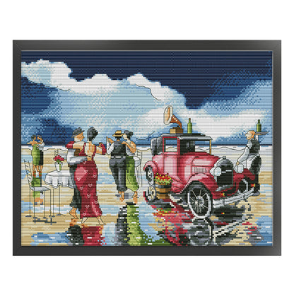 Beach Dance - 14CT Stamped Cross Stitch 38*31CM(Joy Sunday)