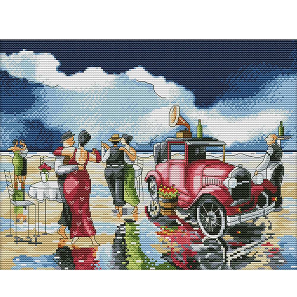 Beach Dance - 14CT Counted Cross Stitch 38*31CM(Joy Sunday)