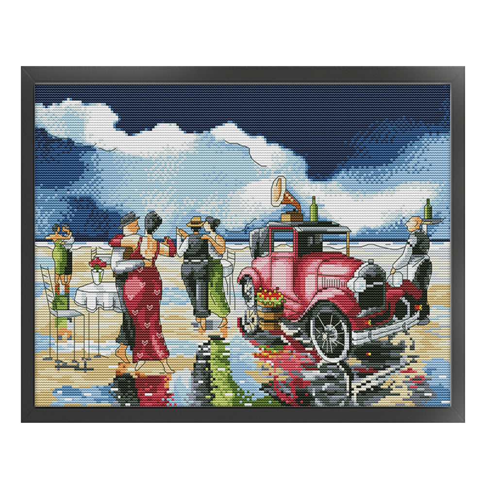 Beach Dance - 14CT Counted Cross Stitch 38*31CM(Joy Sunday)