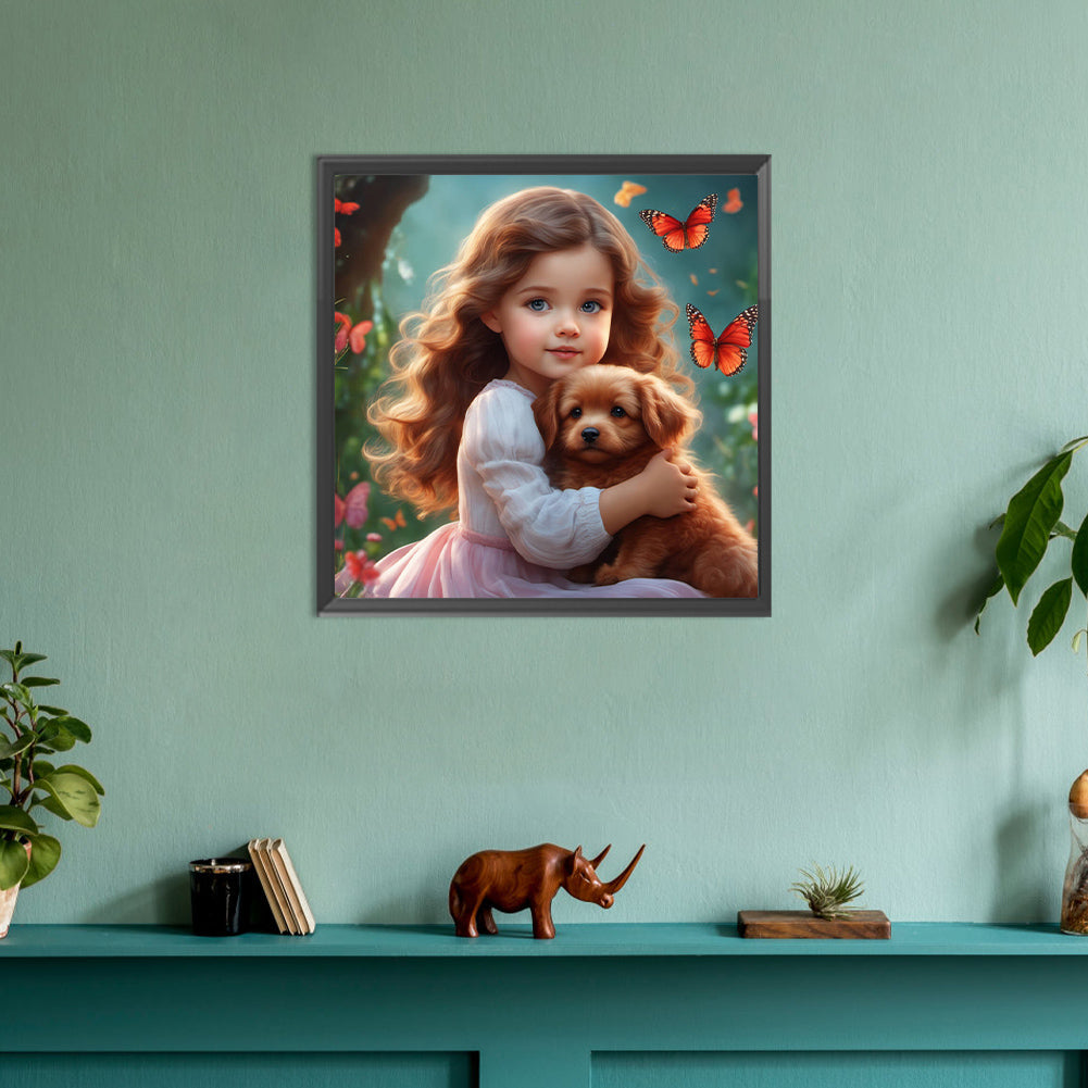 Girl With Big Eyes And Curly Hair - Full Round Drill Diamond Painting 30*30CM