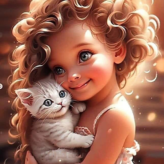 Girl With Big Eyes And Curly Hair - Full Round Drill Diamond Painting 30*30CM