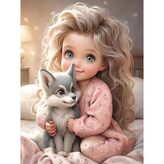 Curly Hair Big Eyed Girl - Full Round Drill Diamond Painting 30*40CM