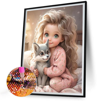 Curly Hair Big Eyed Girl - Full Round Drill Diamond Painting 30*40CM