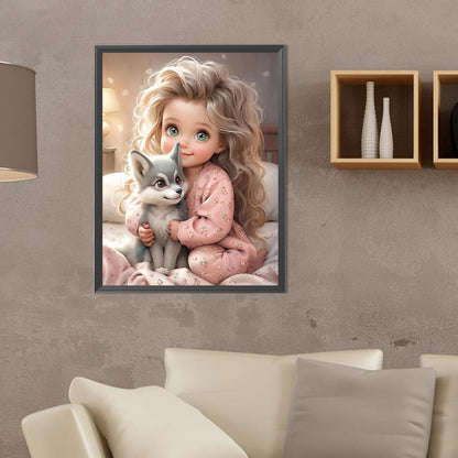 Curly Hair Big Eyed Girl - Full Round Drill Diamond Painting 30*40CM