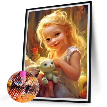 Curly Hair Big Eyed Girl - Full Round Drill Diamond Painting 30*40CM
