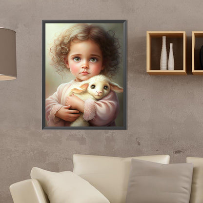 Curly Hair Big Eyed Girl - Full Round Drill Diamond Painting 30*40CM