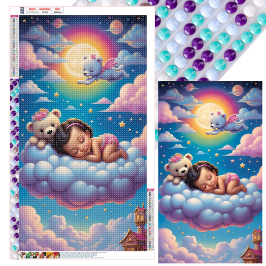 Doll Sleeping On Clouds - Full Round Drill Diamond Painting 40*70CM