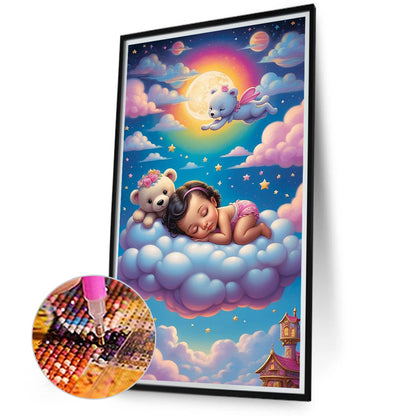 Doll Sleeping On Clouds - Full Round Drill Diamond Painting 40*70CM