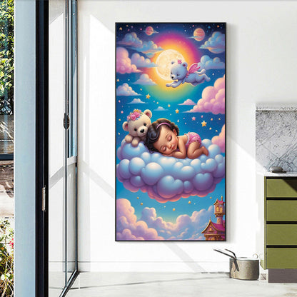 Doll Sleeping On Clouds - Full Round Drill Diamond Painting 40*70CM