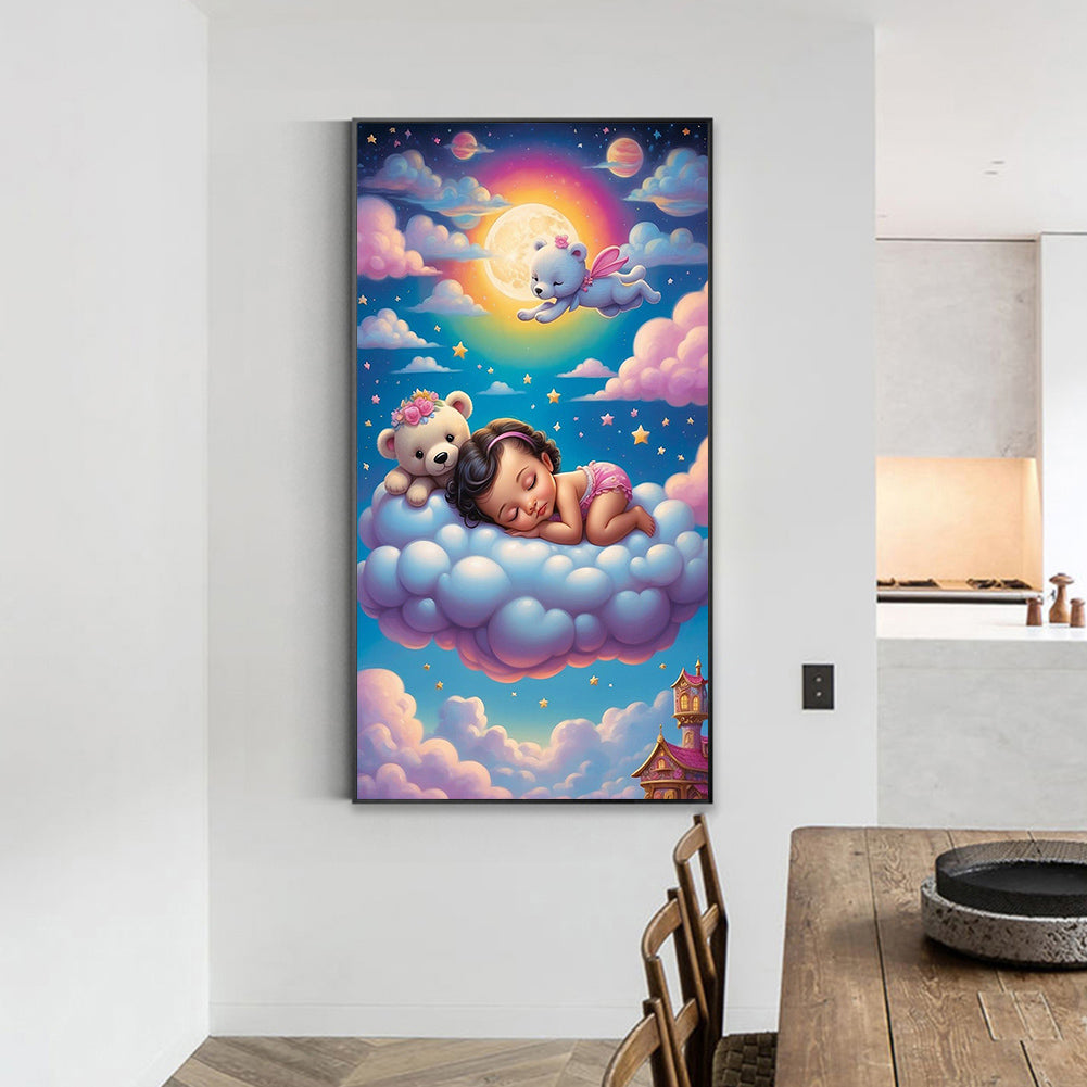 Doll Sleeping On Clouds - Full Round Drill Diamond Painting 40*70CM